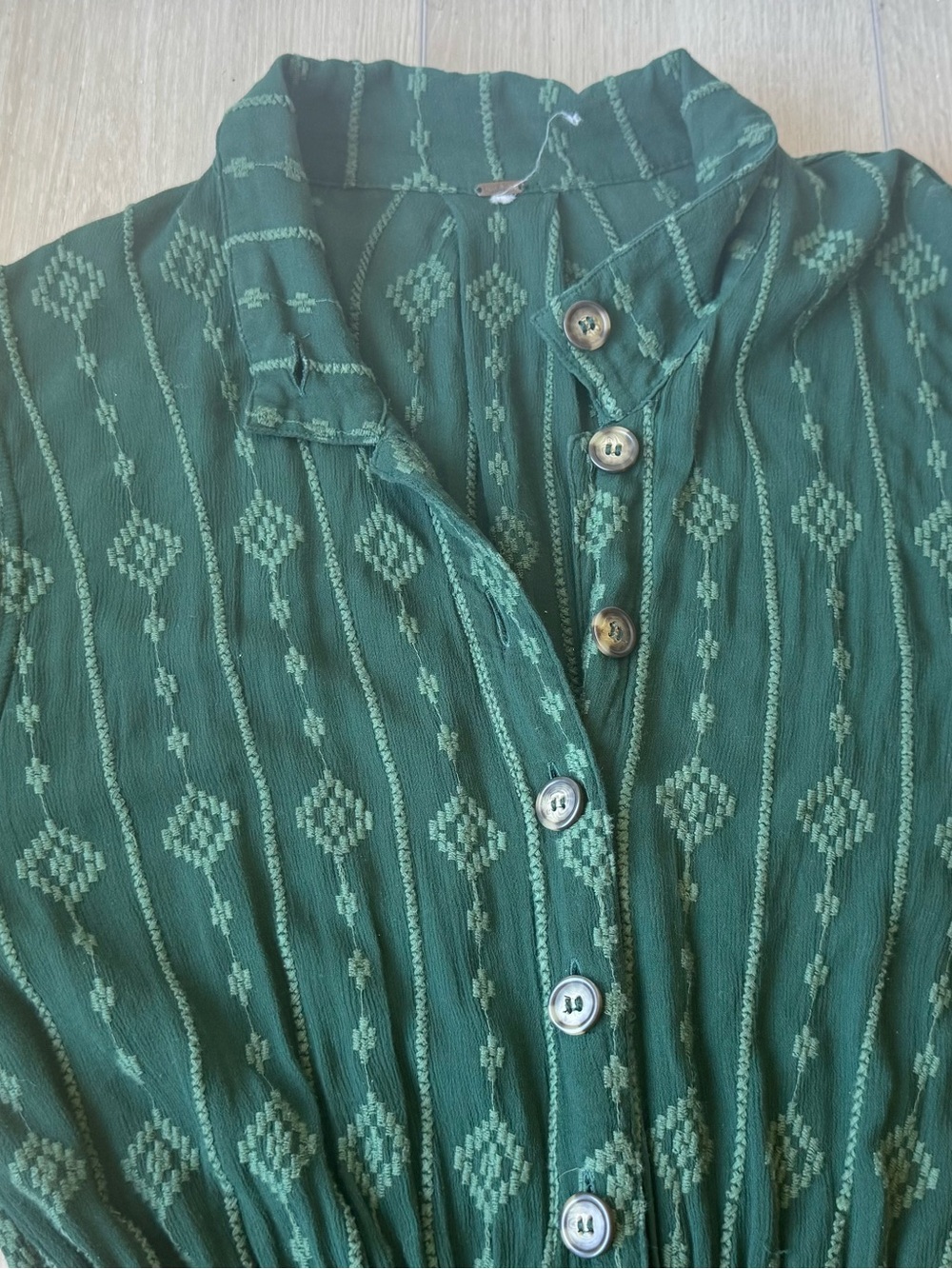 Free People Diamond Head Embroidered Midi Dress Green M - Picture 13 of 16